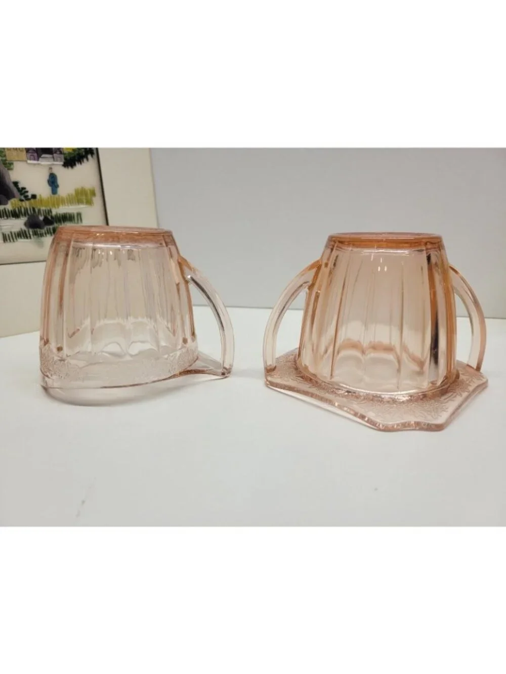Jeannette Vintage Pink Depression Glass Adam Sugar Bowl & Creamer Set